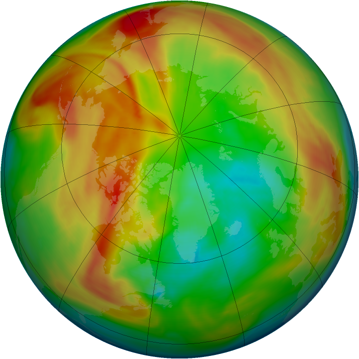 Arctic ozone map for 09 March 2005